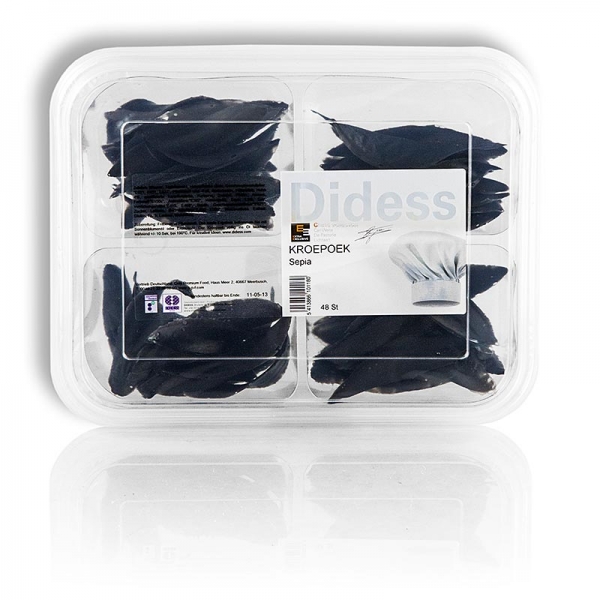 Kroepoek mit Sepia, ungebacken, schwarz, 105g, 48 St