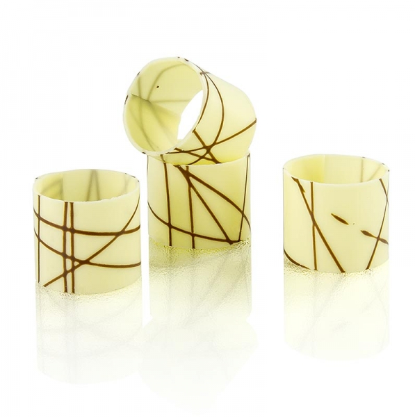 Schokoform - Cannelloni/Zylinder, weiß & dunkle Streifen, ø 35mm, 30mm hoch, 300g, 70 St