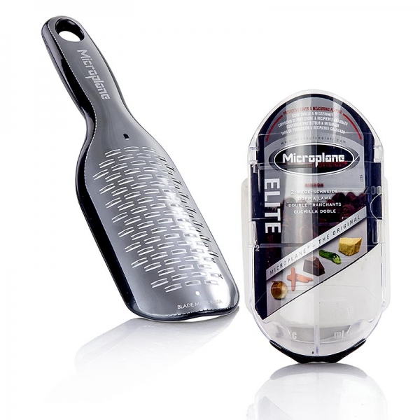 Elite Serie - mittelgrobe Reibe mit Auffangbehälter, Griff schwarz/soft-touch, 1 St