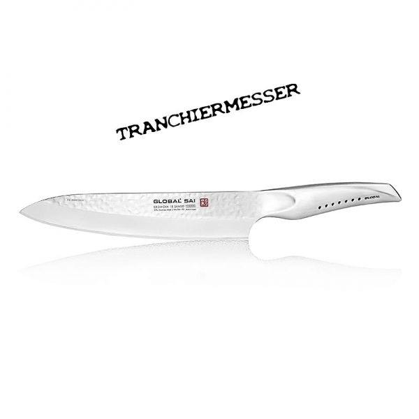 Global SAI-02 Tranchiermesser, Hammerschlagdesign, 21cm, 1 St