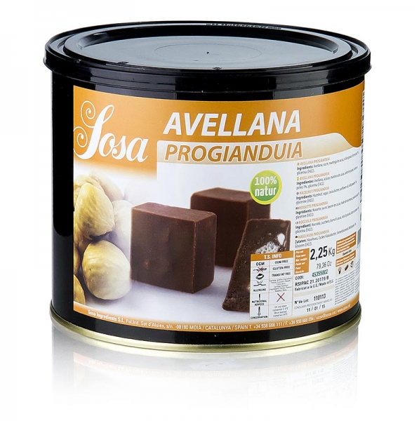 Paste - Haselnuss, Pro-Gianduja, mit Zucker und Milchpulver, 2,25 kg