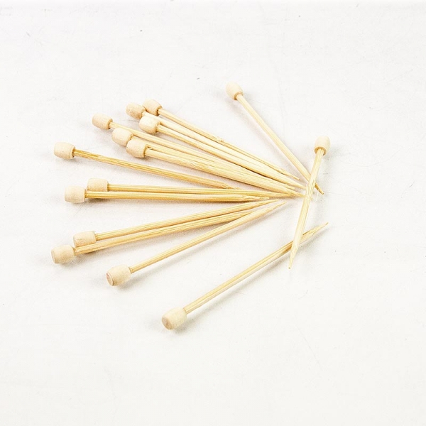 Bambus-Spieße "Drum", 7cm, mit weißem Knauf, 40 St
