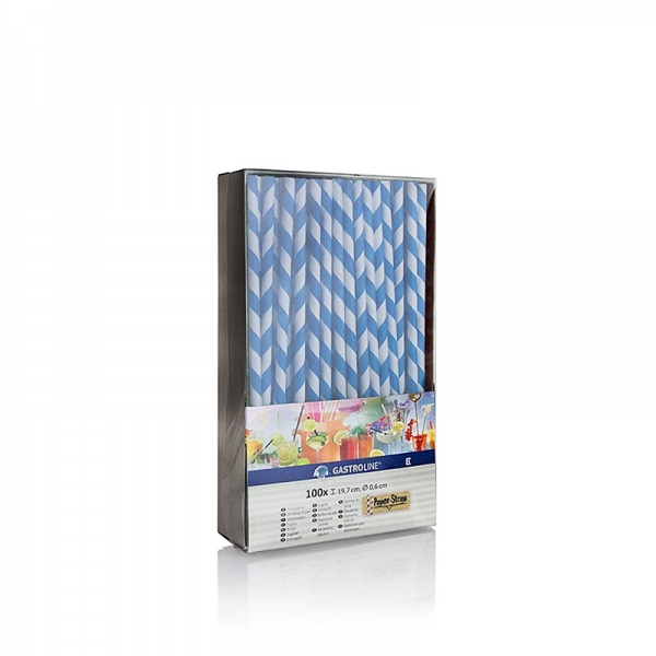 Papier Trinkhalme "Streifen", blau-weiß, 19,7cm, 100 St