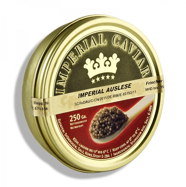Imperial Auslese Kaviar, Kreuzung Amur x Kaluga Stör (schrenckii x dau), China, 250g
