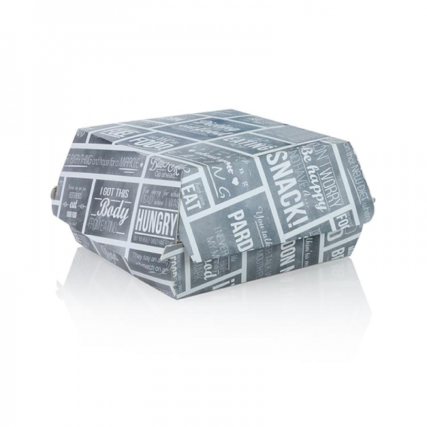 Einweg Burger-Box M, 115x115x70mm, Pappe, Kreide Konzept, 300 St
