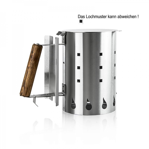 Anzündkamin, für Holzkohle, mit Sicherheitsklappe, rund, Edelstahl, 1 St