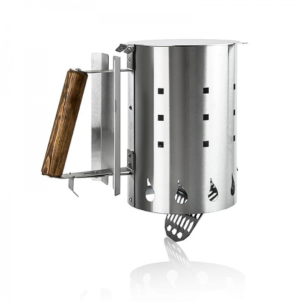 Anzündkamin, für Holzkohle, mit Sicherheitsklappe, rund, Edelstahl, 1 St