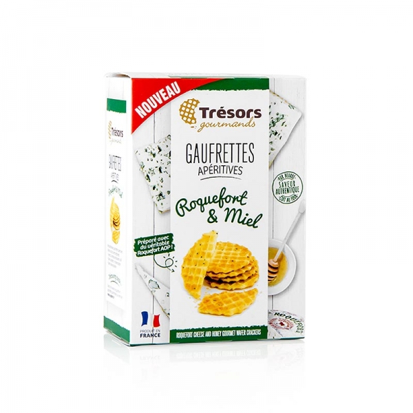 Barsnack Trésors - Gaufrettes, franz. Mini-Waffeln mit Roquefort Käse & Honig, 60g