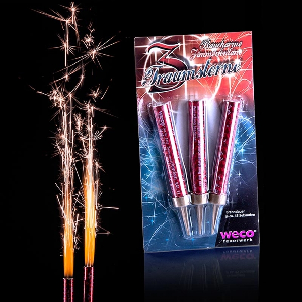 Tischfeuerwerk Traumsterne, Brenndauer ca. 45 Sekunden, 3 St