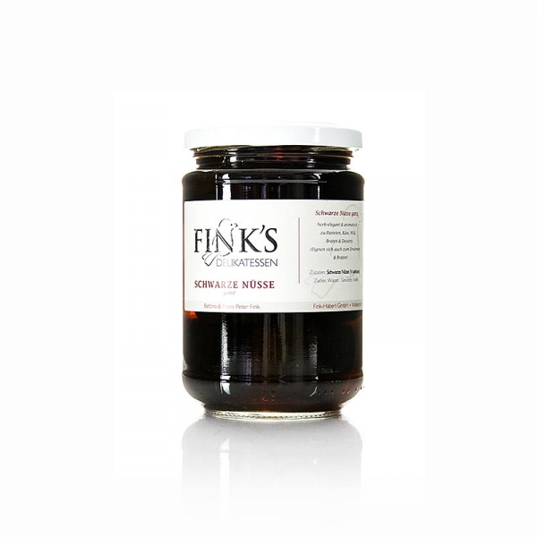 Schwarze Walnüsse, ganz, in kräftigem Sirup, Fink´s Delikatessen, 390g