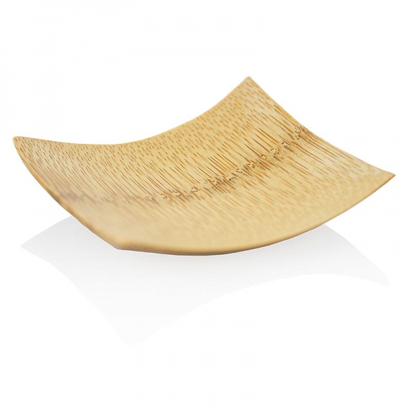 Mehrweg Bambusschalen, flach und massiv, quadratisch mit schwarzer Kante, 6x6cm, 10 St