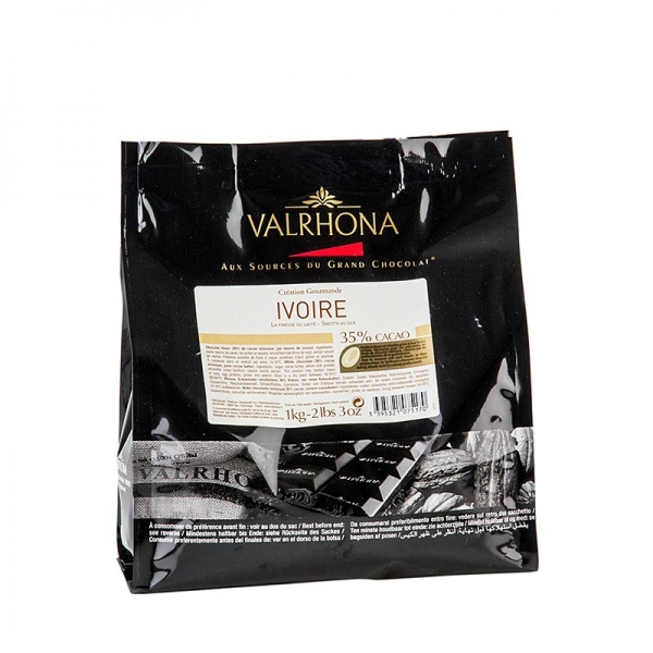 Ivoire, weiße Couverture, Callets, 35% Kakaobutter, 21% Milch, 1 kg