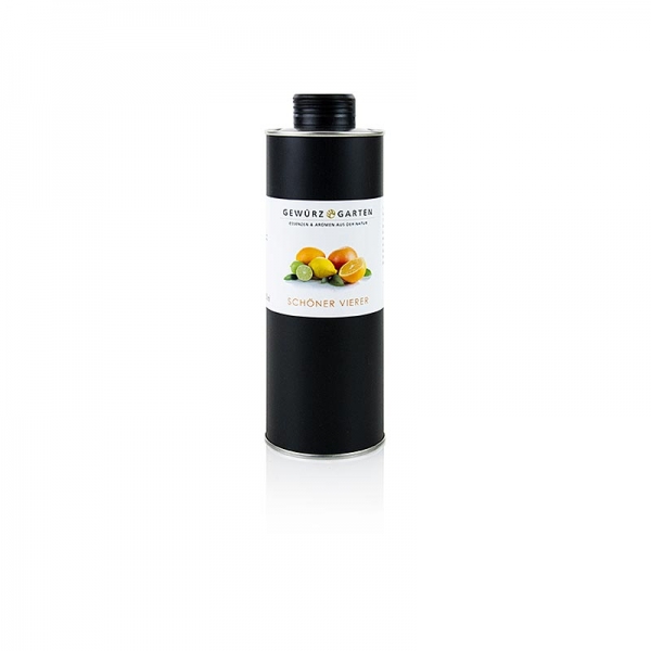 Gewürzgarten "Schöner Vierer" Orange/Limette/Zitronengrasöl in Olivenöl, 500 ml