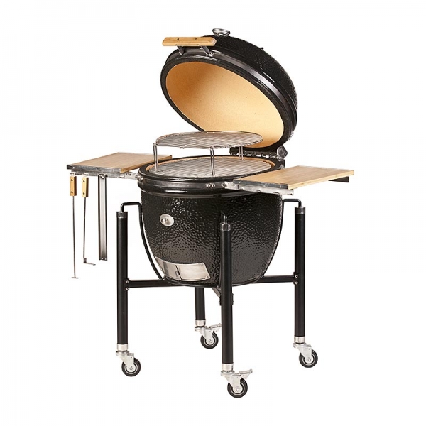 Monolith - Grill LE CHEF, black, Keramikkohlegrill + Seitenablage+ Zubehör, 1 St