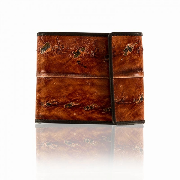 Kreditkartenetui für 6 KK, mit Druckknopf, Stör-/Rinderleder, braun, 11x9x2cm, 1 St