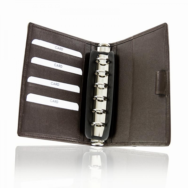 Ringbuch, A6, Stör-/Rinderleder, braun, 16,5x12,5cm, 1 St