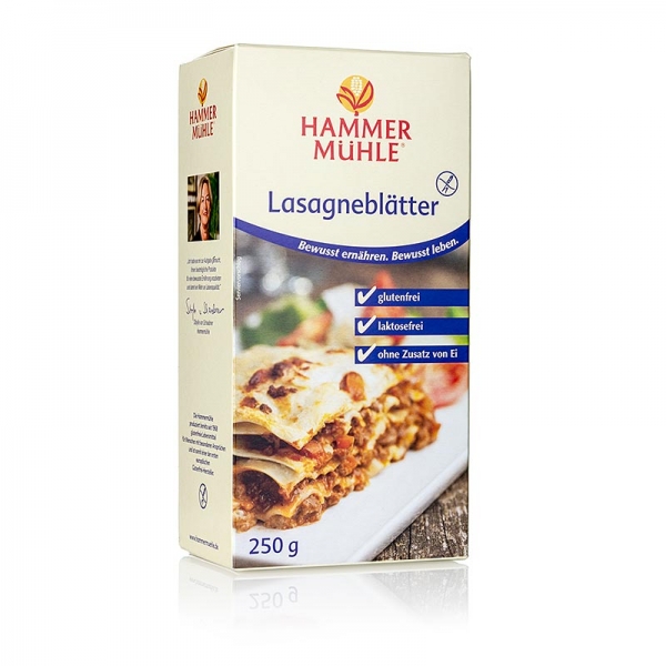 Hammermühle - Lasagne Platten aus Mais und Reis, laktose, glutenfrei, 250g