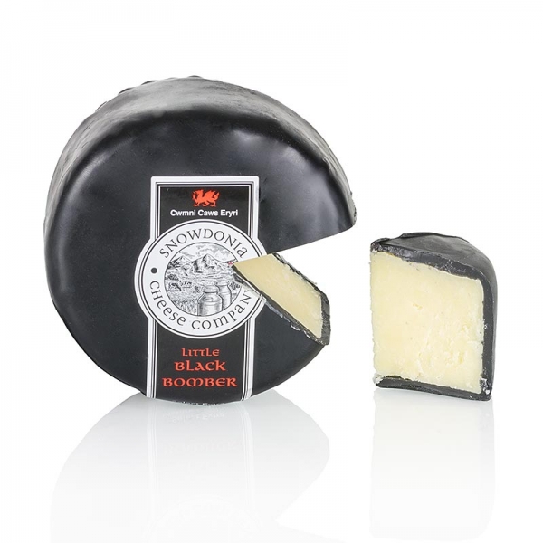 Snowdonia - Little Black Bomber, gereifter Cheddar Käse, schwarzer Wachs, 200g