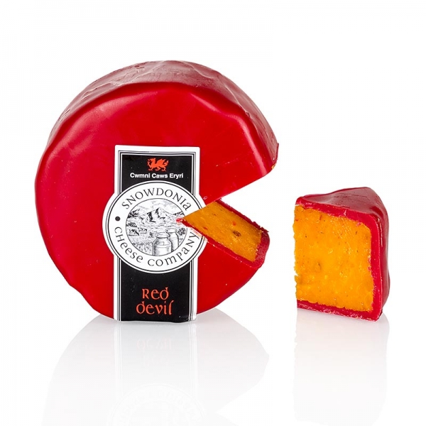 Snowdonia - Red Devil, Leicester Käse, mit Pfeffer & Chili, roter Wachs, 200g