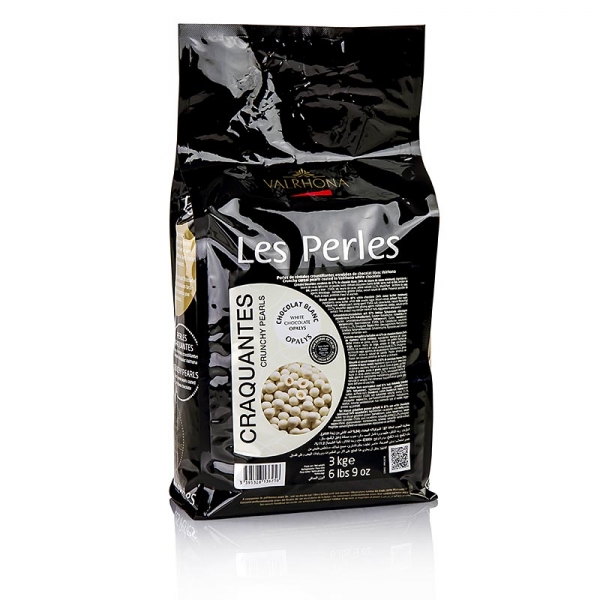 Knusprige Perlen, Getreidefüllung mit Opalys Schokoüberzug, weiß, 3 kg