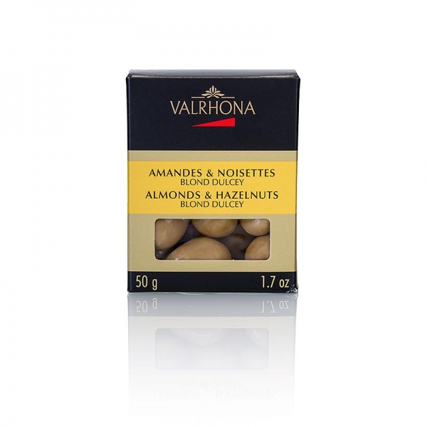 Valrhona Equinoxe Kugel 50g-Dose, Mandeln & Haselnuss, Dulcey (11257), 50g