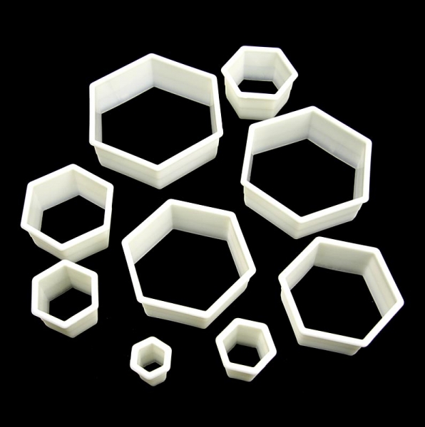 deBUYER Ausstecher, sechseckig, Kunststoff, ø 1,5/2,5/3,5/4,5/5/6/7/8/9cm, 9 tlg.