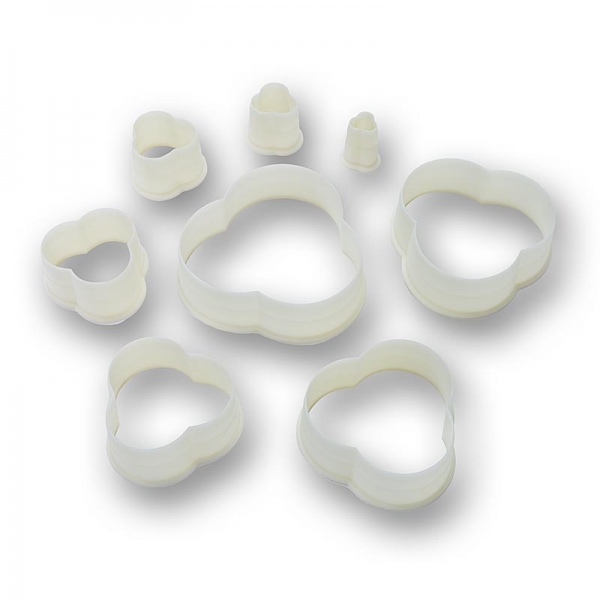 deBUYER Ausstecher, Kleeblattform, Kunststoff, ø 1,5/3/4/5/6,5/7,5/9/10cm, 8 tlg.