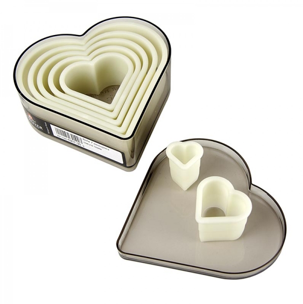 deBUYER Ausstecher, Herzform, Kunstststoff, ø 1,5/2,5/4,5/5,5/6,5/8/9,5cm, 7 tlg.