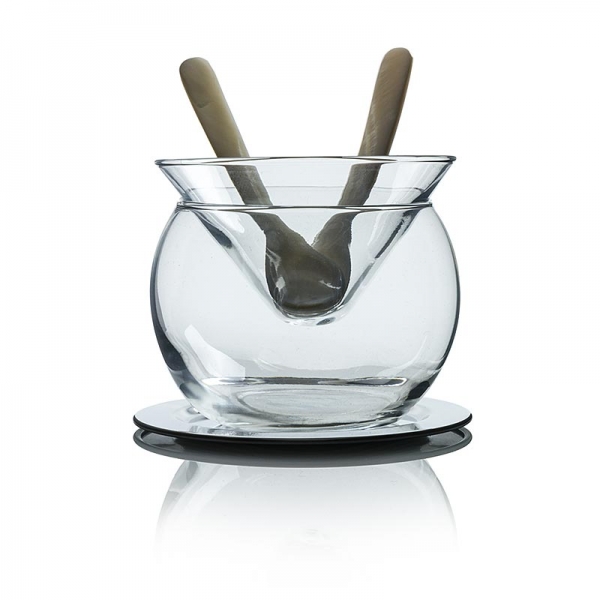 Kaviar Set A, Baeriskaya ohne Konservierungsstoffe und mit Glaskaviarbowlenset, 125g, 6 tlg.