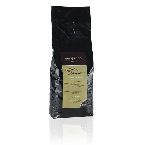"BOS FOOD Kaffeehaus Gourmet" - Kaffee, 100 % Hochlandarabica, ganze Bohnen, 1 kg