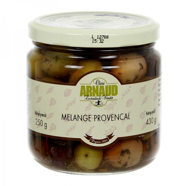 Oliven Mischung, Melange Provencal, mit Kern, mit Thymian, in Lake, Arnaud, 430g