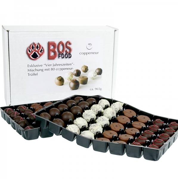 BOS FOOD Exklusive Trüffelpralinenmischung "Vier Jahreszeiten" - Coppeneur, 8x10, 950g, 80 St