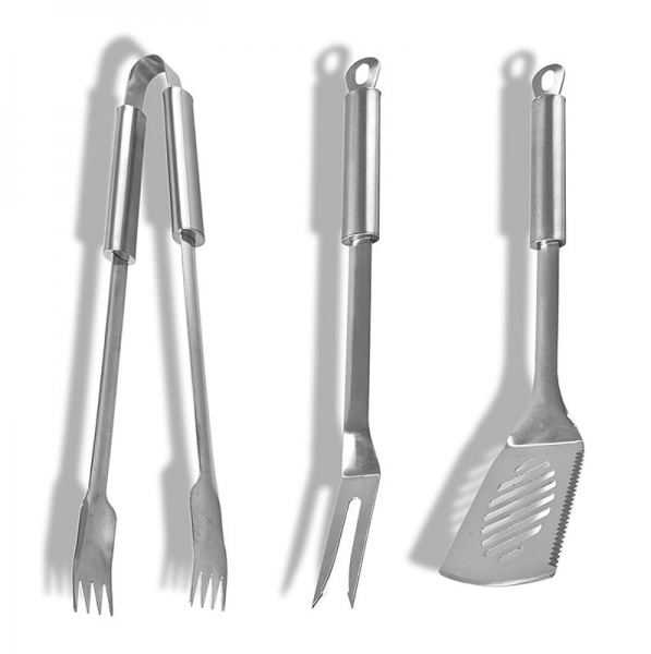 Outdoorchef-Zubehör- Grillbesteckset "Royal" mit Bratschaufel/Gabel/Zange, 3 tlg.