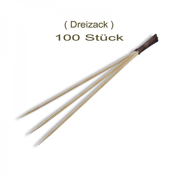 Bambus-Spieße, mit 3 Zacken, 9cm, 100 St