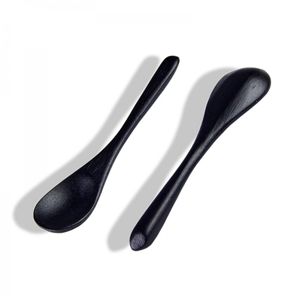 Mehrweg Bambuskaffeelöffel, spülmaschinengeeignet, schwarz, 9cm lang, 50 St