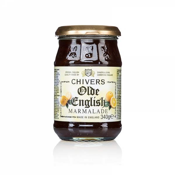Orangen Marmelade - mit grob geschnittener Orangenschale, dunkel & herb, Chivers, 340g