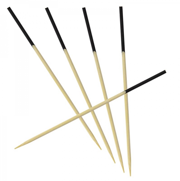 Holz-Spieße, mit schwarz gefärbtem Ende, 9cm, 500 St