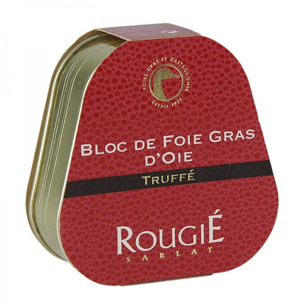 Gänseleberblock mit Stücken, 3% Trüffel, 95% Foie Gras, Trapez, Rougié, 75g