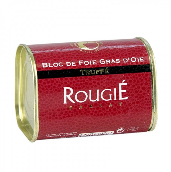Gänseleberblock mit Stücken, 3% Trüffel, 95% Foie Gras, Trapez, Rougié, 145g