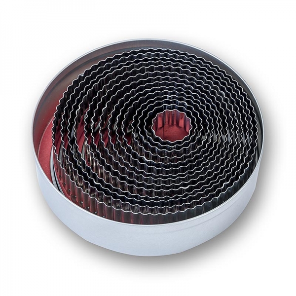 Blechausstecher Set, rund, gerippt, ø 2,2 -11cm, 3cm hoch, 14 tlg.