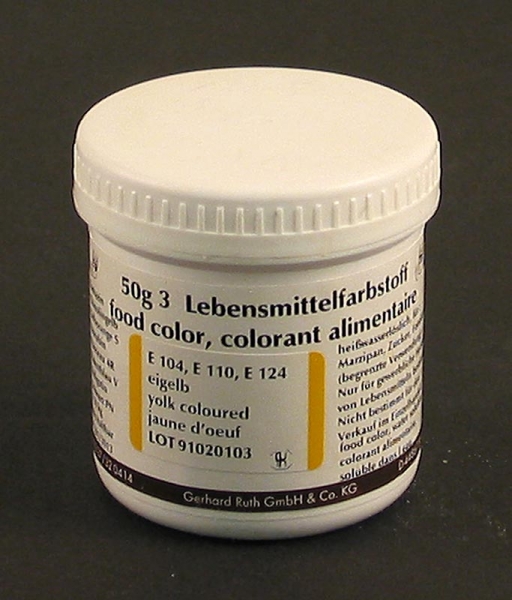 Lebensmittelfarbe, eigelb, wasserlösliche Pulverfarbe, 9102, Ruth, 50g