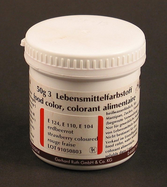 Lebensmittelfarbe, erdbeerrot, wasserlösliche Pulverfarbe, 9105, Ruth, 50g