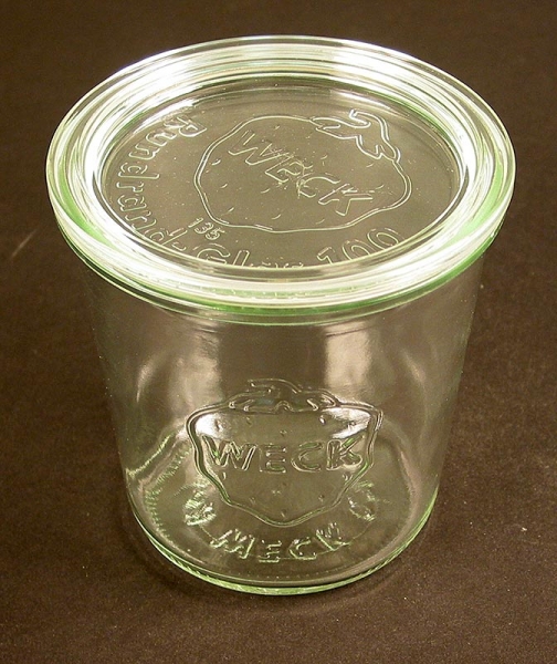 Sturzform mit Deckel, ø 100mm, 100mm h, 500 ml, ohne Klammern u. Gummiring, Weck, 1 St