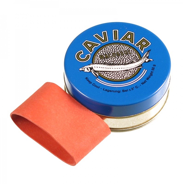 Kaviardose - dunkelblau, mit Verschluss-Gummi, ø 5,5 cm, für 50g Kaviar, 1 St