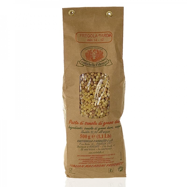 Fregola Sarda Tostata, perlrunde Pasta aus geröstetem Hartweizengrieß, 500g