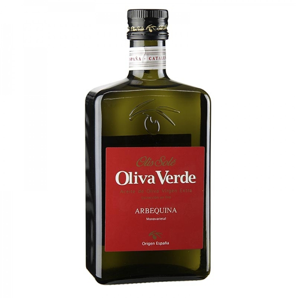 Oliva Verde Olivenöl Extra Vergin, Arbequina Oliven, rotes Etikett, 500 ml