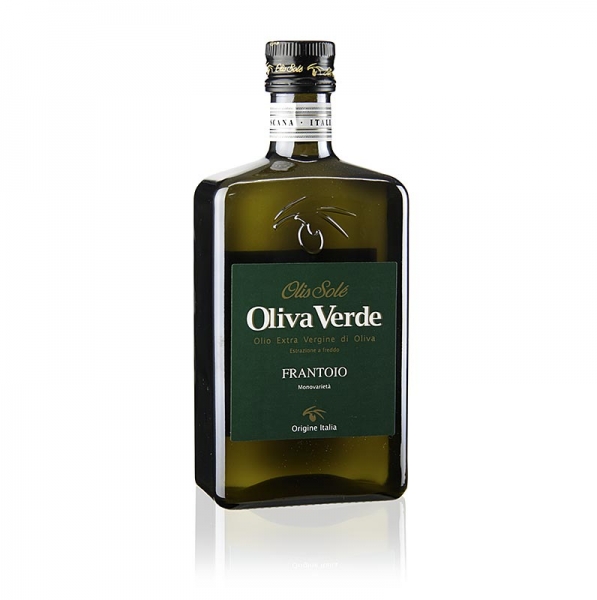 100% Frantoio Toscana, Olivenöl Extra Vergine, grünes Etikett, Oliva Verde, 500 ml