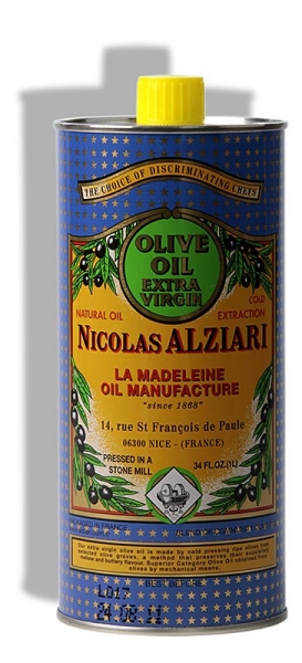 Olivenöl Extra Vierge, Fruité Douce, mild, Alziari, blau-gelbe Dose, 1 l