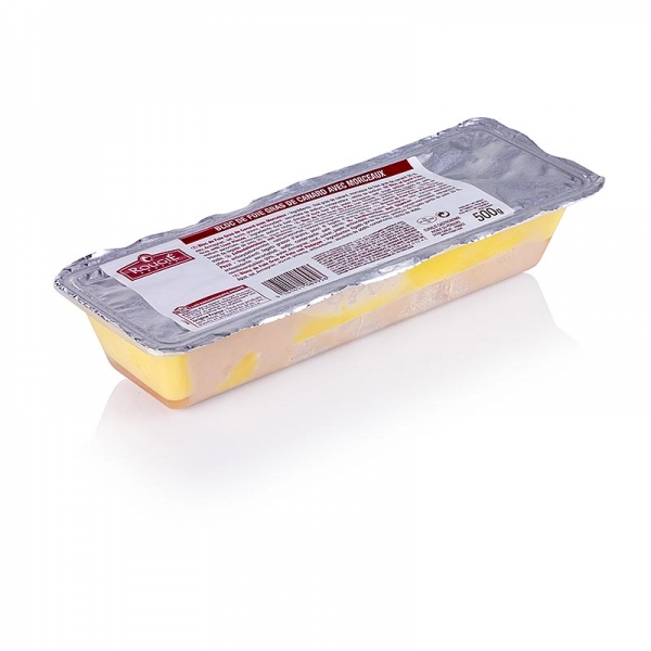 Entenleberblock mit Stücken, Trapez, Halbkonserve, 98% Foie Gras, Rougié, 500g