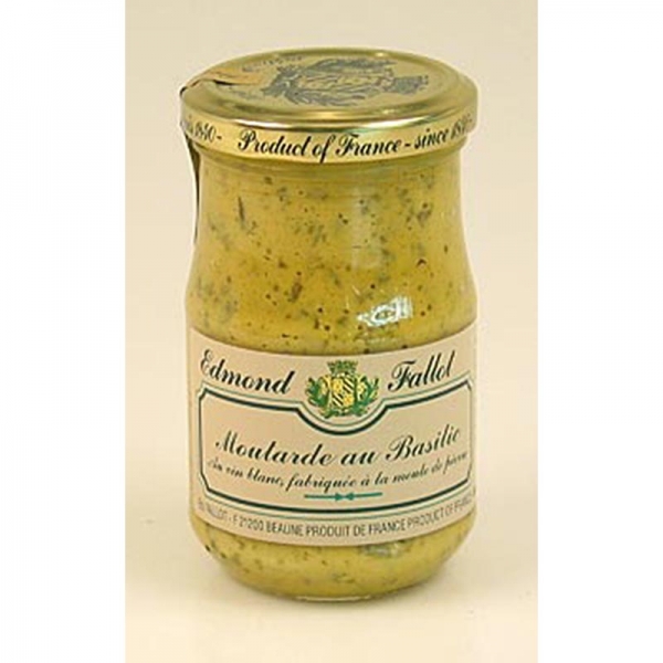 Dijon Senf mit Basilikum, fein, Fallot, 190 ml